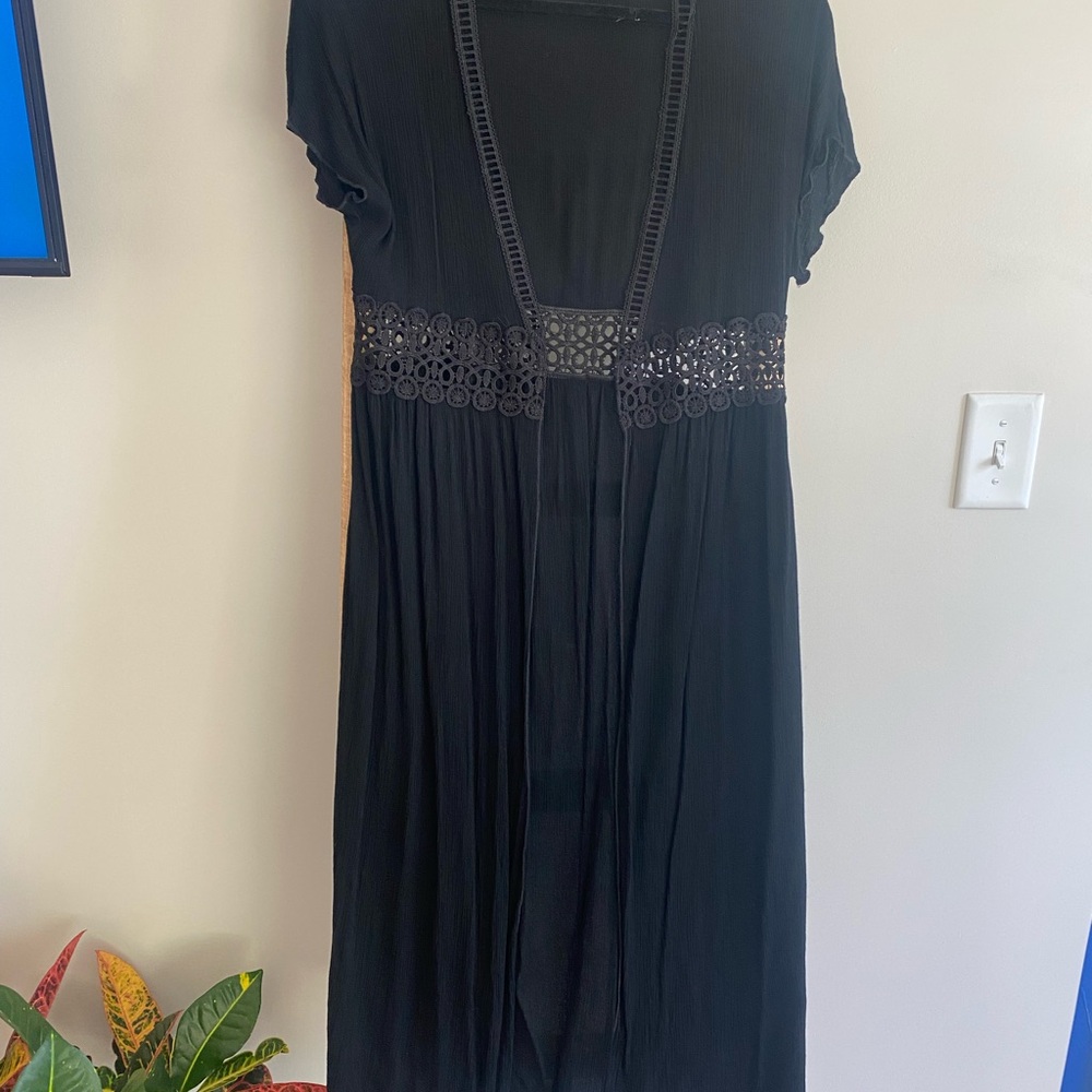 Lavender Field Black Dress with Lace Detail